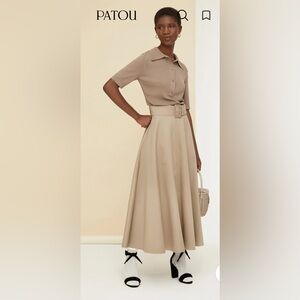 NWT Patou Belted Maxi Kkirt in organic cotton parchment size Fr 42